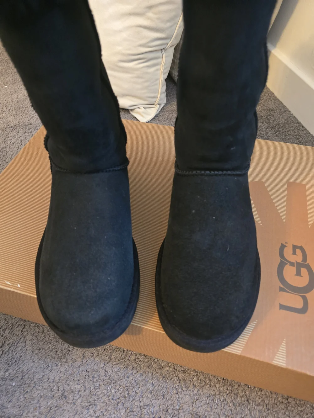 UGG Black Over-The-Knee Boots with Shearling Cuff